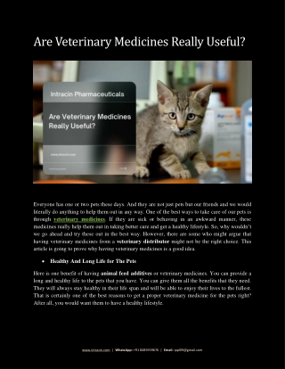 Are Veterinary Medicines Really Useful