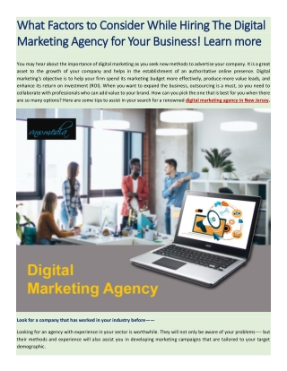 What Factors to Consider While Hiring The Digital Marketing Agency for Your Business