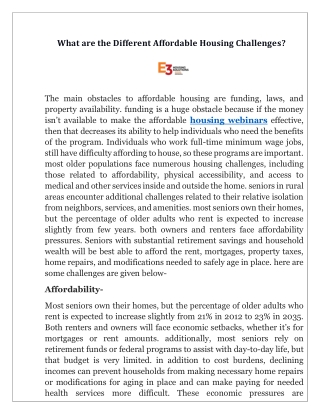 What are the Different Affordable Housing Challenges?