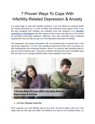 7 Proven Ways To Cope With Infertility-Related Depression And Anxiety