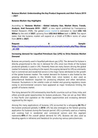 Butanes Market: Understanding the Key Product Segments and their Future 2019 – 2