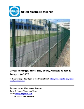 Global Fencing Market Trends, Size, Competitive Analysis and Forecast 2021-2027