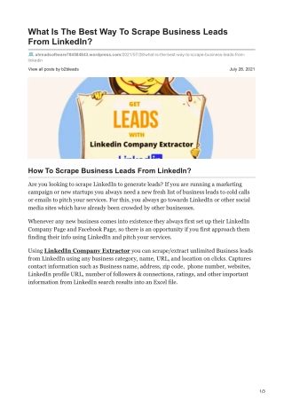 What Is The Best Way To Scrape Business Leads From LinkedIn