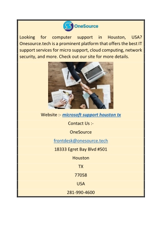 Microsoft Support Houston TX   Onesource.tech