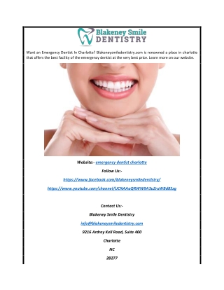 Emergency Dentist Charlotte Blakeneysmiledentistry