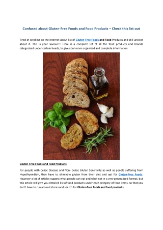 Confused about Gluten-Free Foods and Food Products – Check this list out