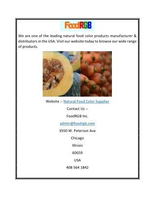 Natural Food Color Supplier Foodrgb.com