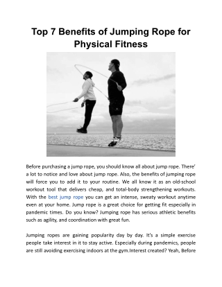 Top 7 Benefits of Jumping Rope for Physical Fitness