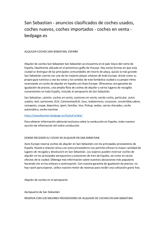 San Sebastian - anuncios clasificados de coches usados, coches nuevos, coches importados - coches en venta - bedpage.es-