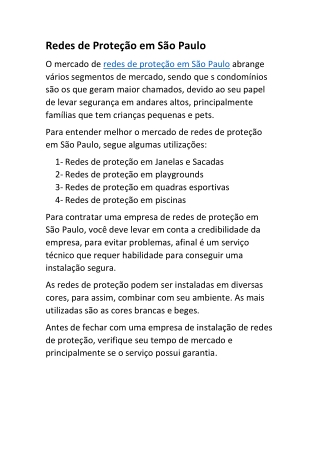 Redes de proteção em São Paulo