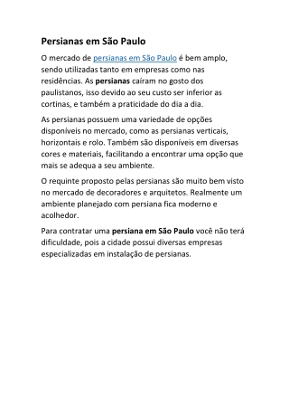 Persianas em São Paulo