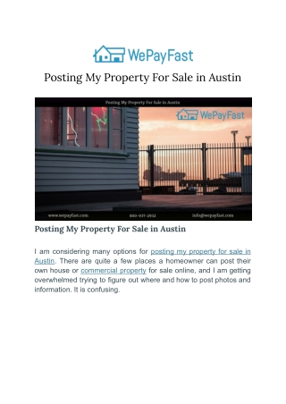 Posting My Property For Sale in Austin