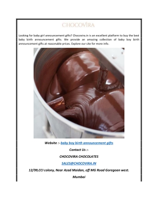 Baby Boy Birth Announcement Gifts Chocovira.in