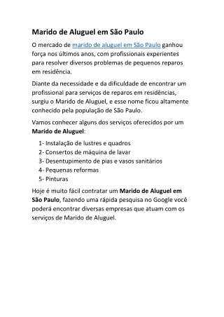 Marido de Aluguel em São Paulo