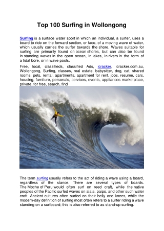 Top 100 Surfing in Wollongong