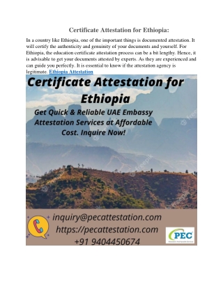 Certificate Attestation for Ethiopia 1