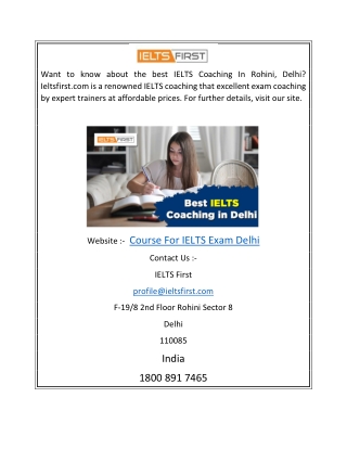 Course for IELTS Exam Delhi Ieltsfirst.com
