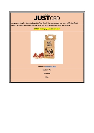 CBD Oil For Dogs Justcbdstore.com