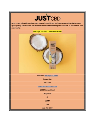 Cbd Vape Oil Guide  Justcbdstore.com