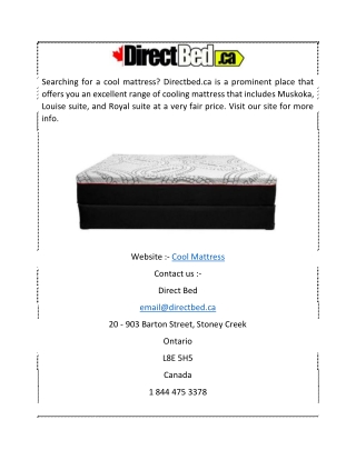 Cool Mattress Directbed.ca