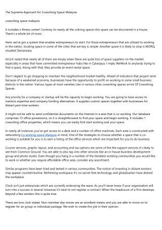 Co working space KL Explained in Fewer than 140 Characters