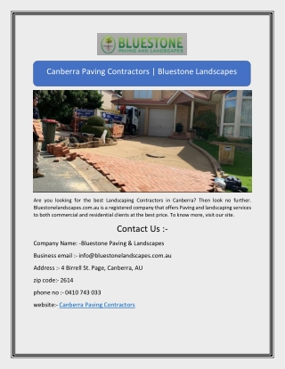 Canberra Paving Contractors | Bluestone Landscapes