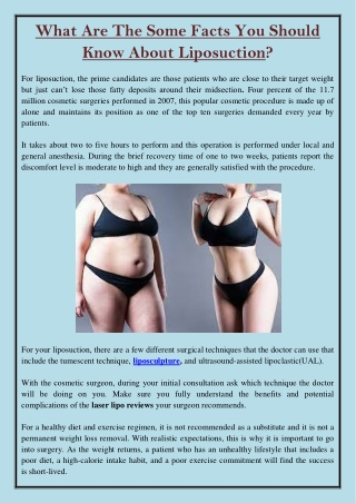 What Are The Some Facts You Should Know About Liposuction