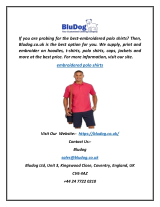 Online Embroidered Polo Shirts | BluDog