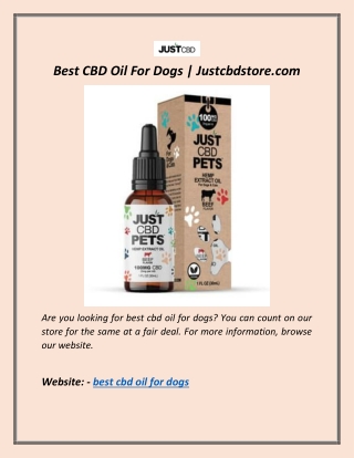 Best CBD Oil For Dogs | Justcbdstore.com
