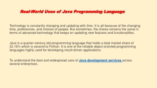 Know Real World Uses of Java Programming Languages