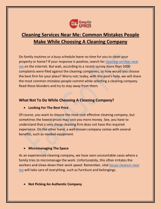 Cleaning Services Near Me: Common Mistakes People Make While Choosing A Cleaning