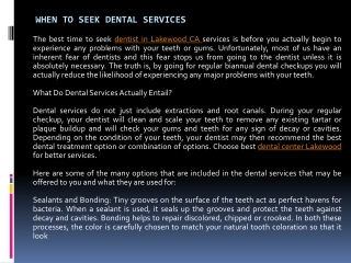 When to Seek Dental Services