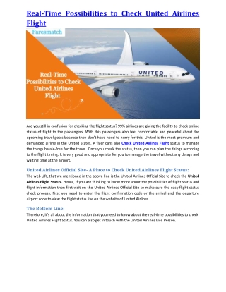 Real-Time Possibilities to Check United Airlines Flight
