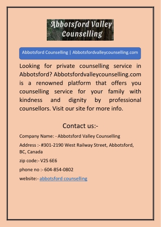 Abbotsford Counselling | Abbotsfordvalleycounselling.com