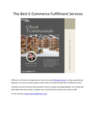 The Best E-Commerce Fulfillment Services