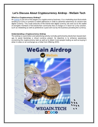 Let’s Discuss About Cryptocurrency Airdrop - WeGain Tech
