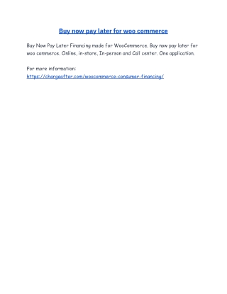 WooCommerce Buy Now Pay Later Consumer Financing platform