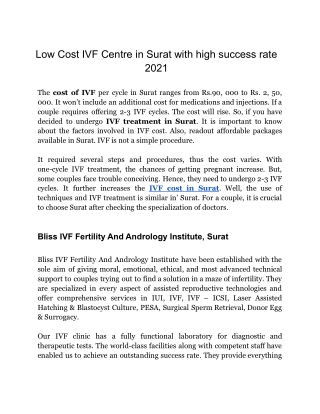 Low Cost IVF Centre in Surat with high success rate 2021