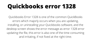 Quickbooks update error 1328