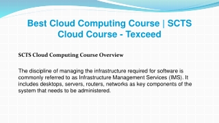 Best Cloud Computing Course | SCTS Cloud Course - Texceed