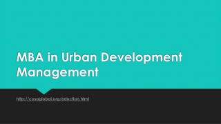 MBA in Urban Development Management