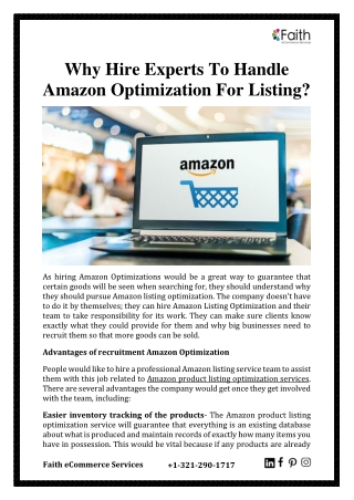 Why Hire Experts To Handle Amazon Optimization For Listing?
