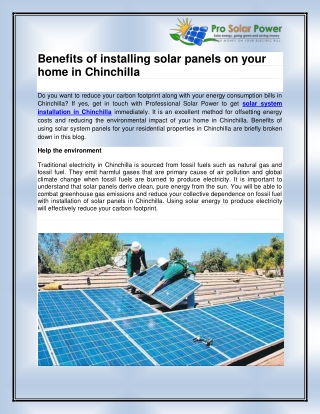 Best Solar Panel Installation Company in Chinchilla