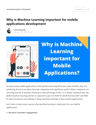 Why is Machine Learning important for mobile applications development