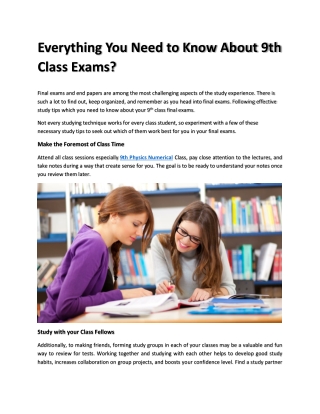 Everything You Need to Know About 9th Class Exams