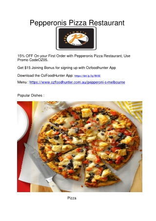 15% Off - Pepperoni's Pizza Menu Melbourne, VIC