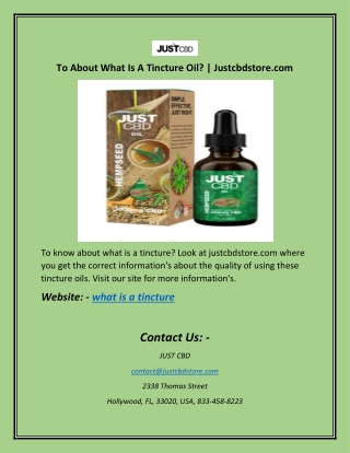 To About What Is A Tincture Oil? | Justcbdstore.com