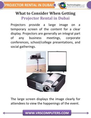 What to Consider When Getting Projector Rental in Dubai