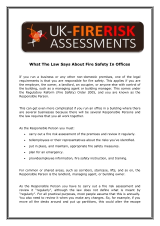 What The Law Says About Fire Safety In Offices