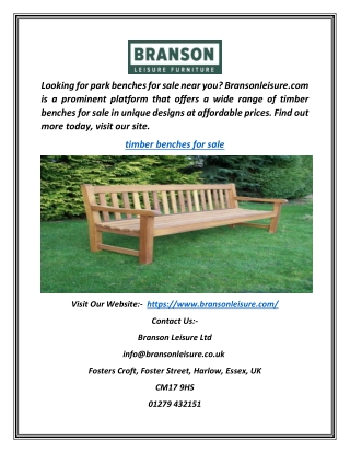 Timber Benches for Sale | Bransonleisure.com